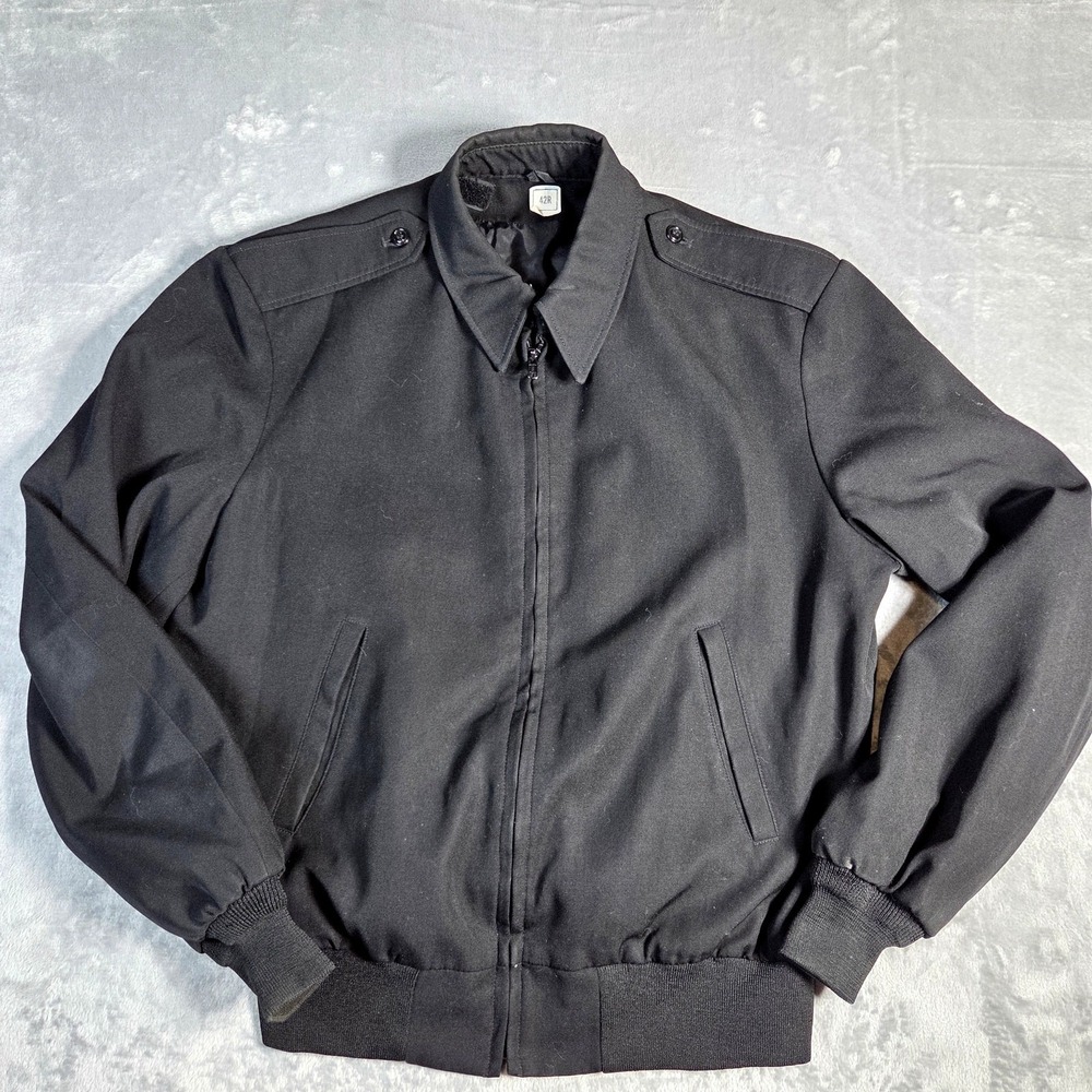 Unbranded Bomber Jacket Mens 42R Black Military Style Full Zip Coat